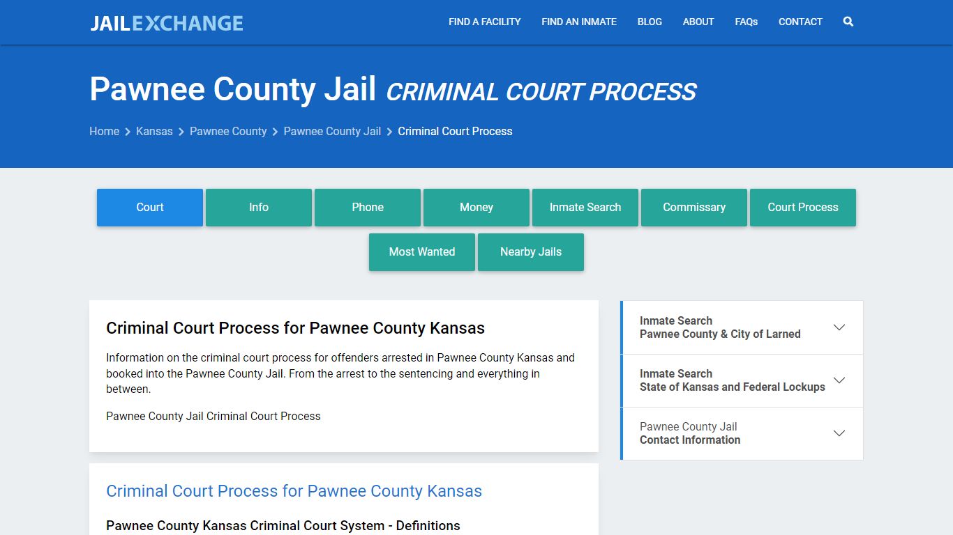 Pawnee County Jail Criminal Court Process - Jail Exchange